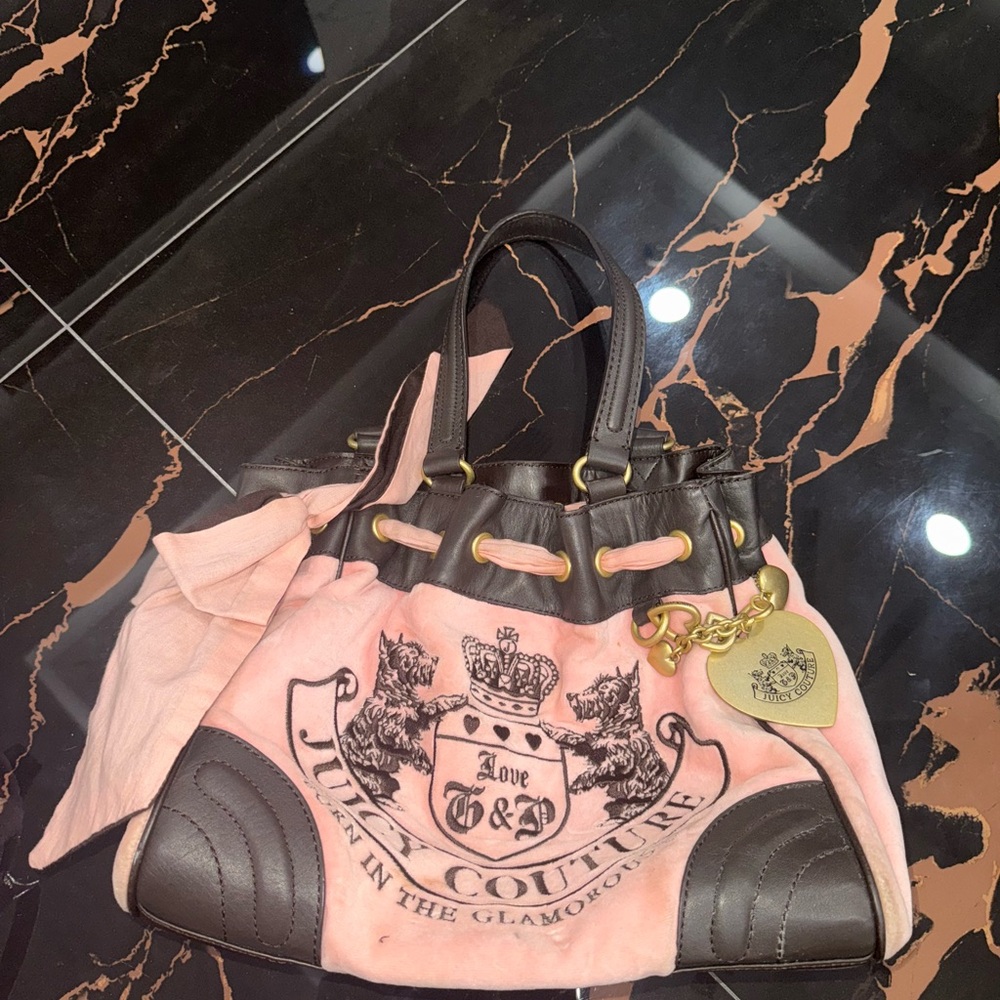 Juicy Couture Pink and Black Totes with Embossed Design
